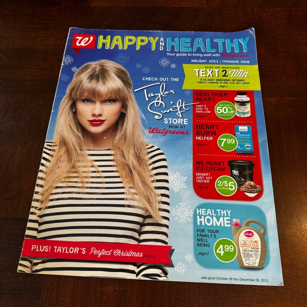 RARE Walgreens Happy & Healthy Holiday 2012 Catalog On Cover Taylor Swift